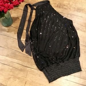 Glam sequined black top
